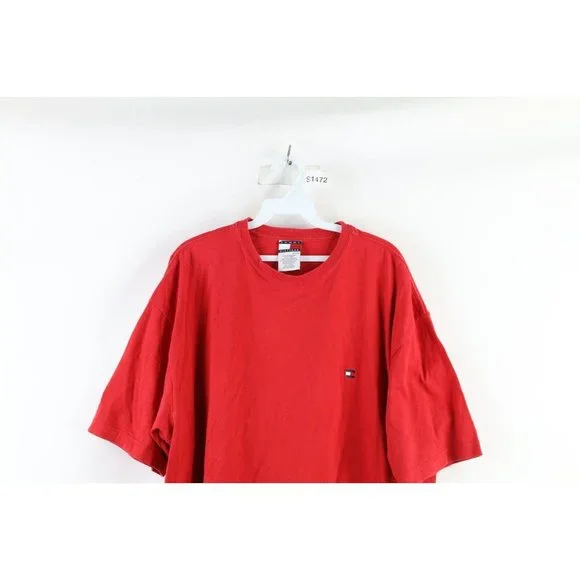 Vintage 90s Tommy Hilfiger Mens Size XL Faded Short Sleeve T-Shirt Red Cotton - Picture 2 of 8
